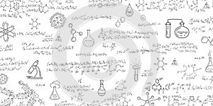 School background in chemistry .Handwritten formulas background.Letters and numbers . photo